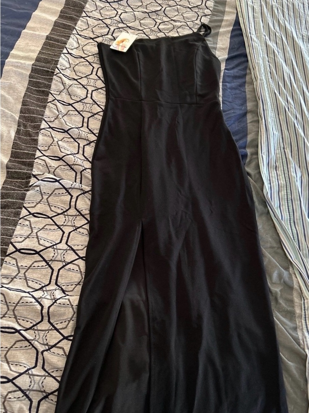 Elegant Black Satin Slip Dress with Side Slit